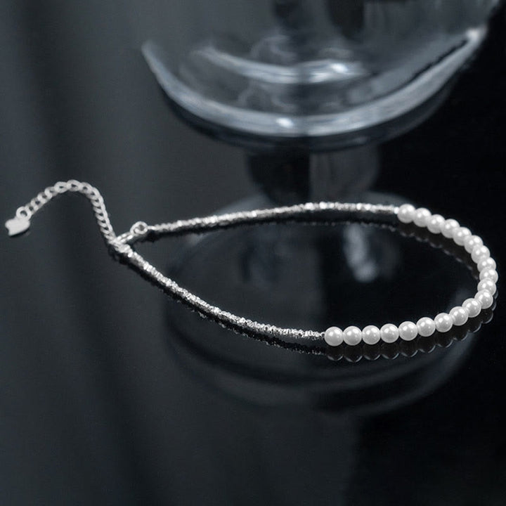Tobillera protectora con cuentas de perla de plata de ley 925 y Buddha Stones