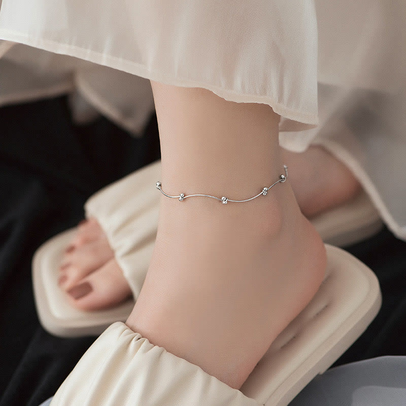 Tobillera con protección de ondas simples de plata de ley 925 con Buddha Stones