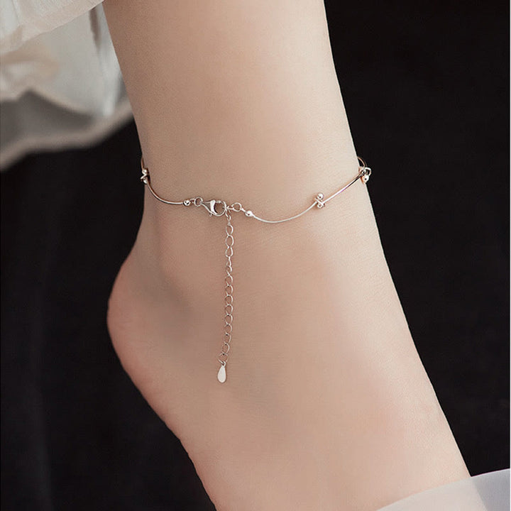 Tobillera con protección de ondas simples de plata de ley 925 con Buddha Stones