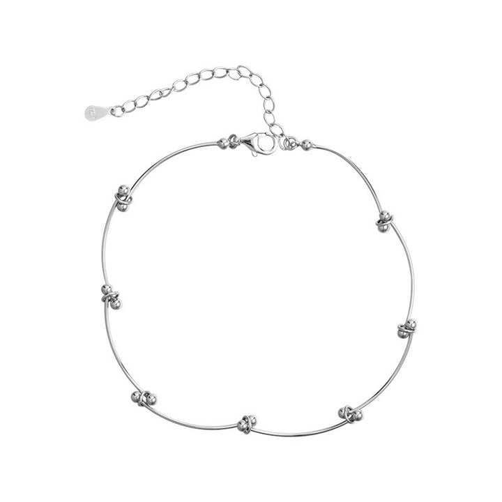 Tobillera con protección de ondas simples de plata de ley 925 con Buddha Stones