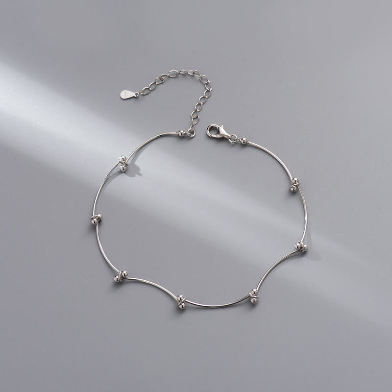 Tobillera con protección de ondas simples de plata de ley 925 con Buddha Stones