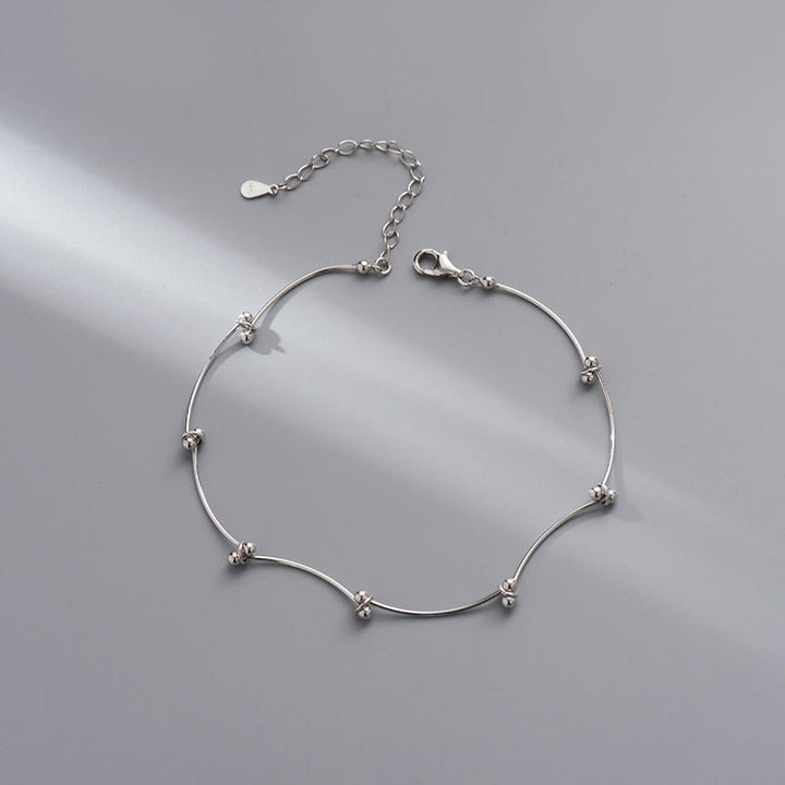 Tobillera con protección de ondas simples de plata de ley 925 con Buddha Stones