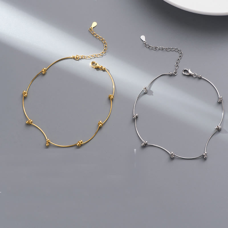 Tobillera con protección de ondas simples de plata de ley 925 con Buddha Stones