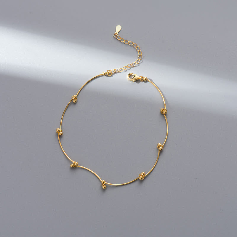 Tobillera de protección con forma de onda simple de plata de ley 925 con Buddha Stones - Tobillera de oro (circunferencia: 25-30 cm) - image 7