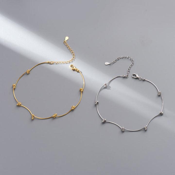 Tobillera de protección con forma de onda simple de plata de ley 925 con Buddha Stones - image 10