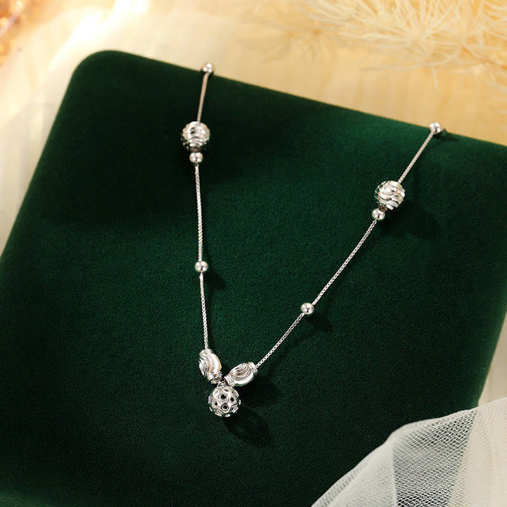 Tobillera con cuentas de campana sencillas de plata de ley 925 con Buddha Stones y bendición