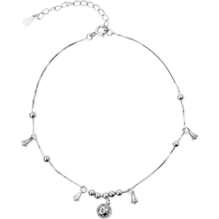 Tobillera con campana de protección antigua de plata de ley 925 con Buddha Stones