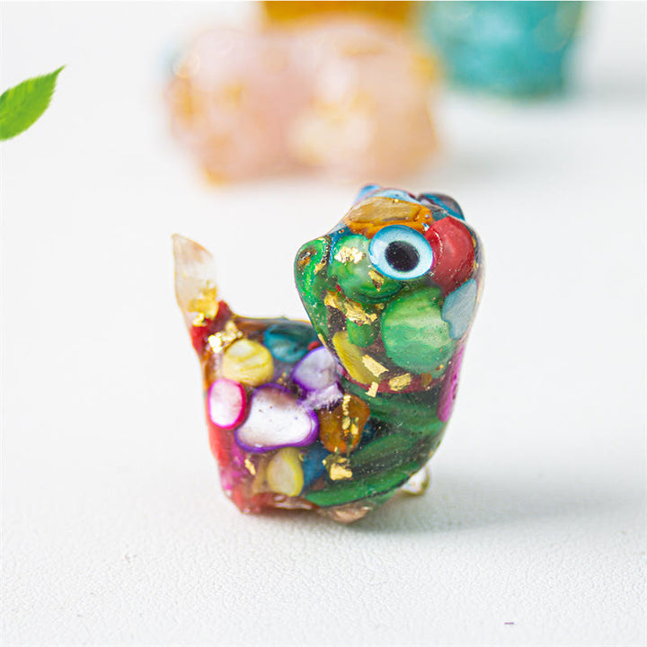 Buddha Stones Decoración protectora para gatos con cristales naturales de turquesa, aguamarina y amatista. - Conchas de colores - Aproximadamente 36*32*22 mm - image 6