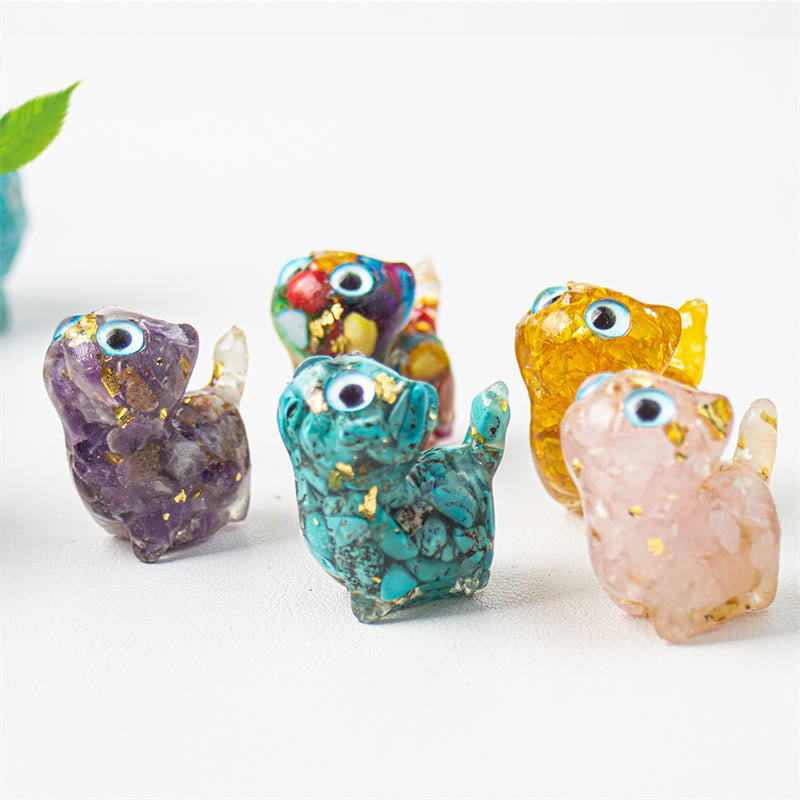 Buddha Stones Decoración protectora para gatos con cristales naturales de turquesa, aguamarina y amatista. - image 17