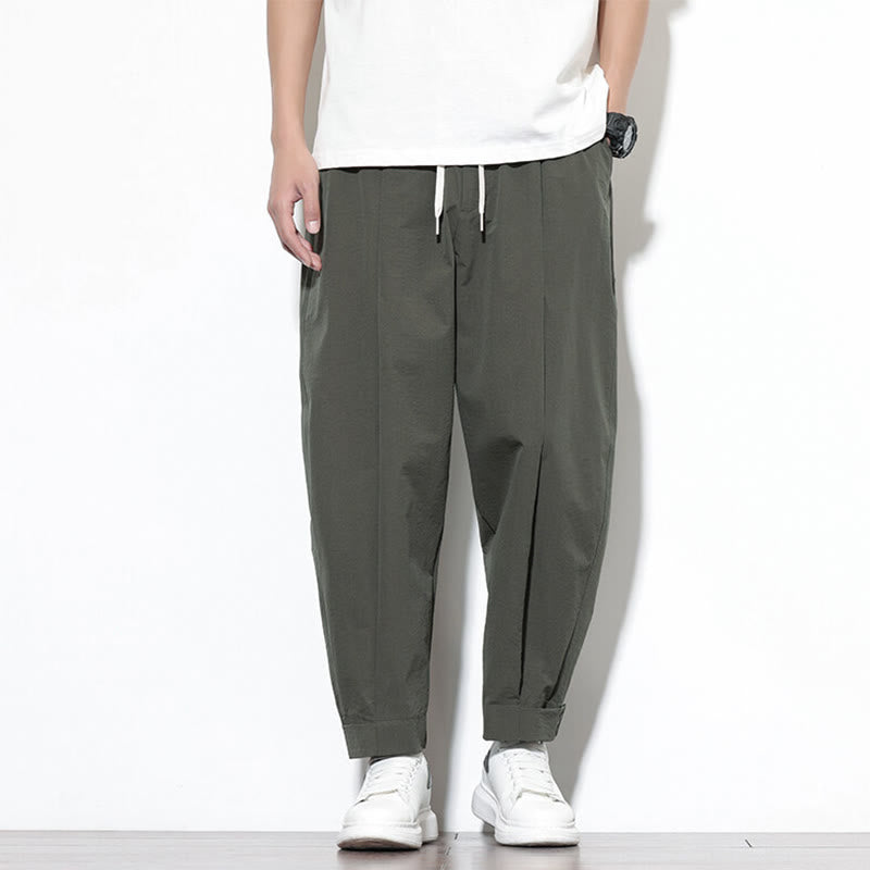 Pantalones harén casuales de color liso con cordón y bolsillos para hombre de Buddha Stones