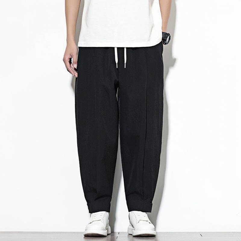 Pantalones harem para hombre con cordón ajustable, estampado Buddha Stones, color liso, estilo casual, con bolsillos. - image 11