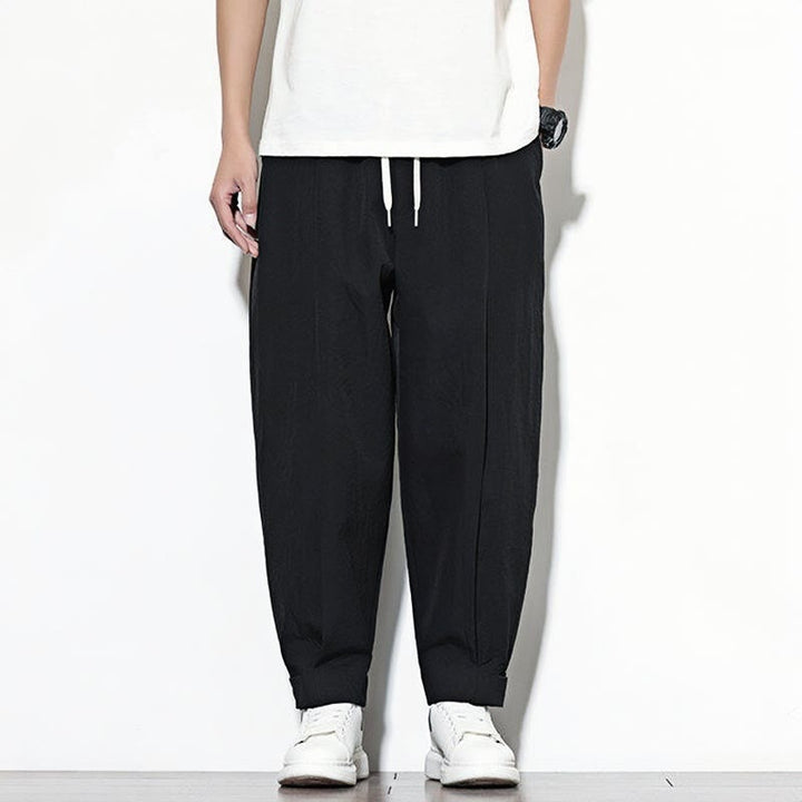 Pantalones harem para hombre con cordón ajustable, estampado Buddha Stones, color liso, estilo casual, con bolsillos. - image 11
