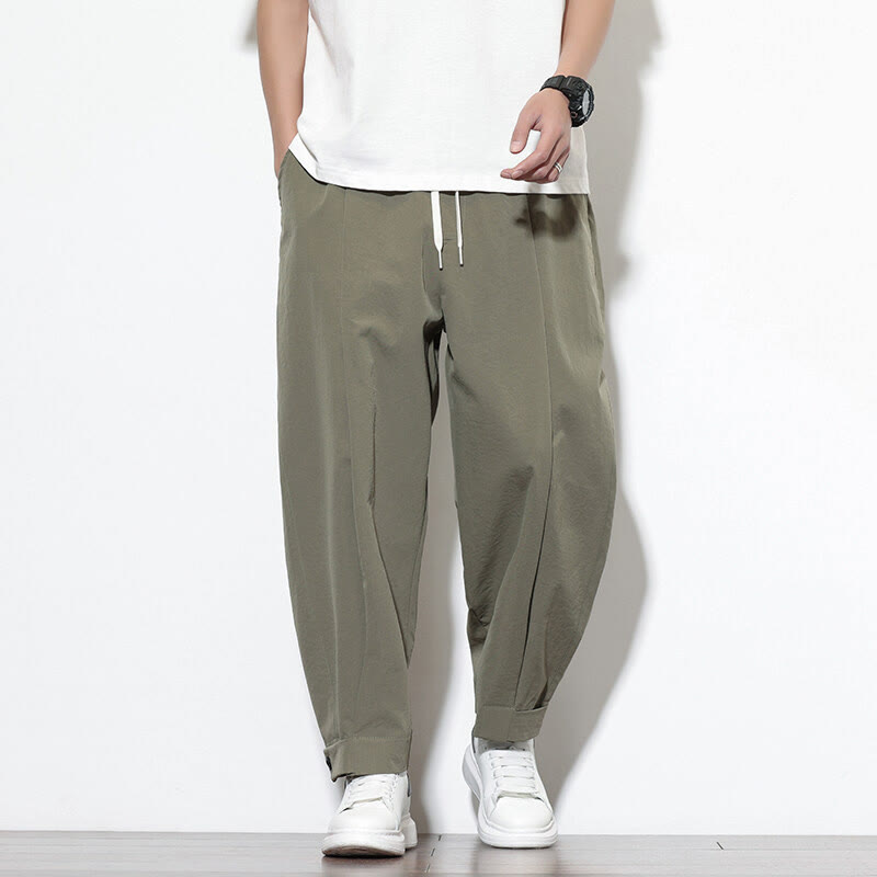 Pantalones harén casuales de color liso con cordón y bolsillos para hombre de Buddha Stones