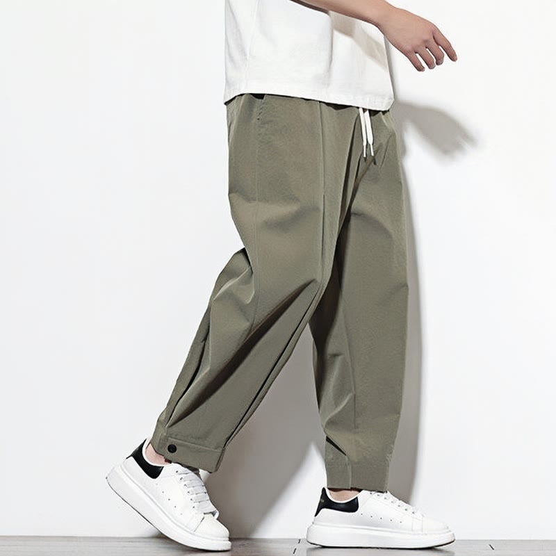 Pantalones harén casuales de color liso con cordón y bolsillos para hombre de Buddha Stones