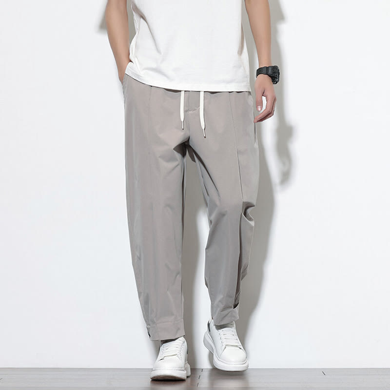 Pantalones harem para hombre con cordón ajustable, estampado Buddha Stones, color liso, estilo casual, con bolsillos. - Gris - US/UK/AU46, EU56 (5XL) - image 6