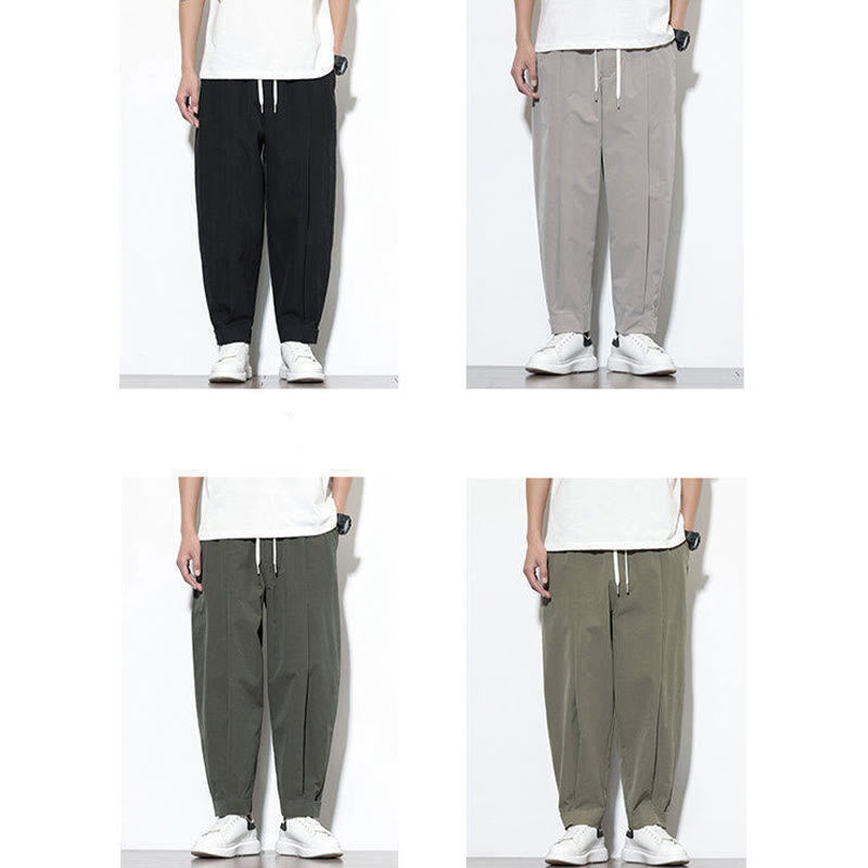 Pantalones harén casuales de color liso con cordón y bolsillos para hombre de Buddha Stones