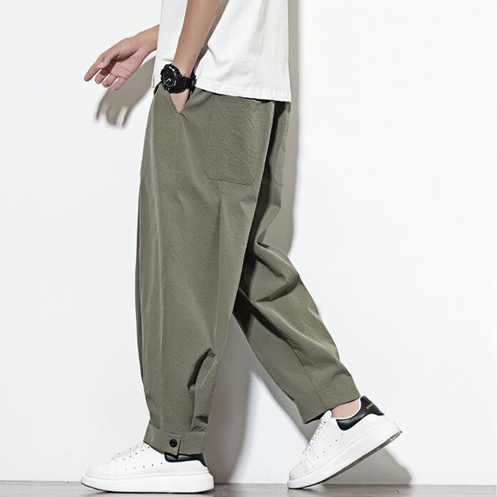 Pantalones harén casuales de color liso con cordón y bolsillos para hombre de Buddha Stones