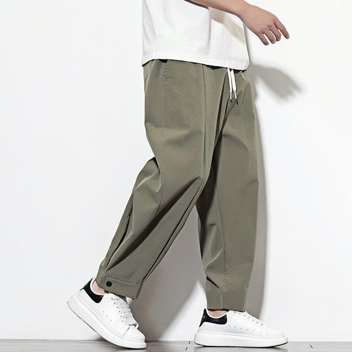 Pantalones harem para hombre con cordón ajustable, estampado Buddha Stones, color liso, estilo casual, con bolsillos. - image 2