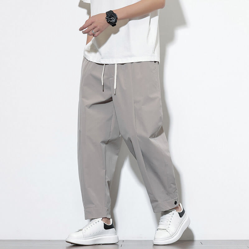 Pantalones harén casuales de color liso con cordón y bolsillos para hombre de Buddha Stones