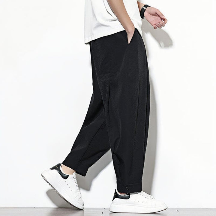 Pantalones harén casuales de color liso con cordón y bolsillos para hombre de Buddha Stones