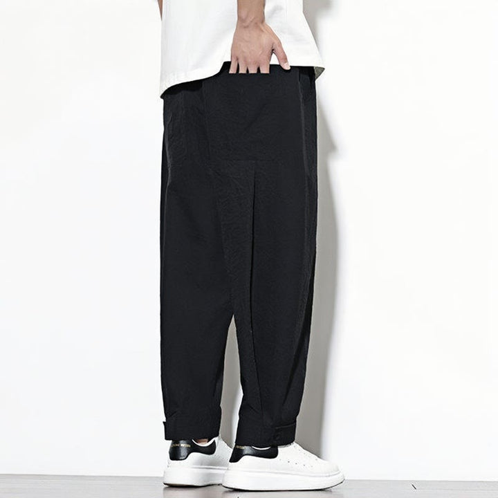 Pantalones harén casuales de color liso con cordón y bolsillos para hombre de Buddha Stones
