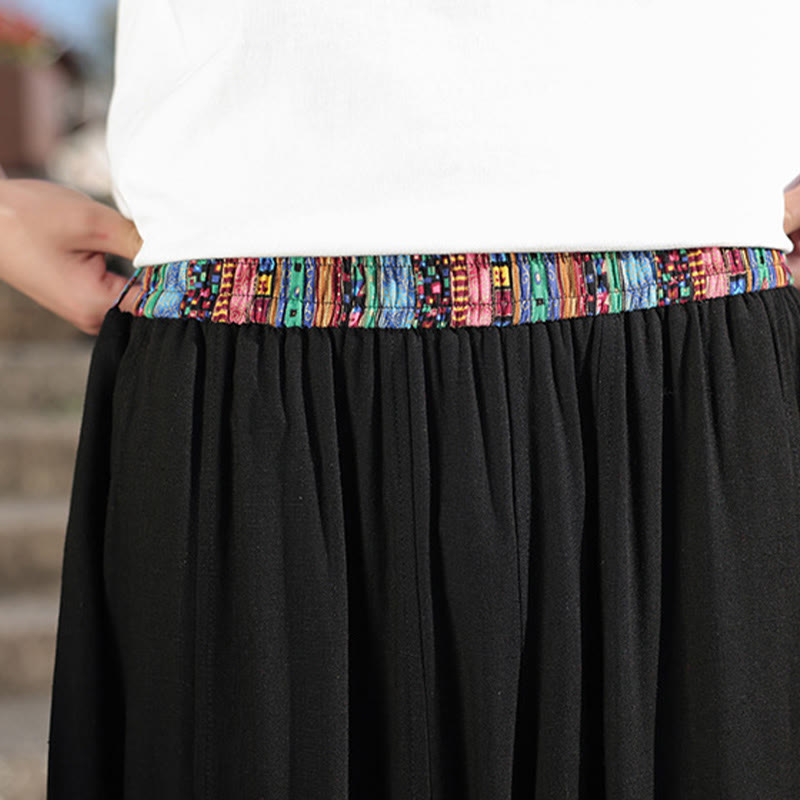 Pantalones anchos de algodón suave con cordón y bolsillos para hombre, con diseño de patchwork sencillo y Buddha Stones