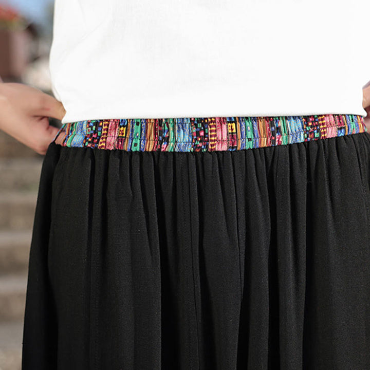 Pantalones anchos de algodón suave con cordón y bolsillos para hombre, con diseño de patchwork sencillo y Buddha Stones