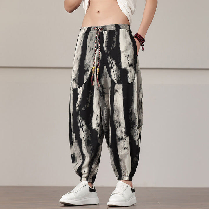 Pantalones harén con cordón y bolsillos para hombre con estampado de Buddha Stones - image 7