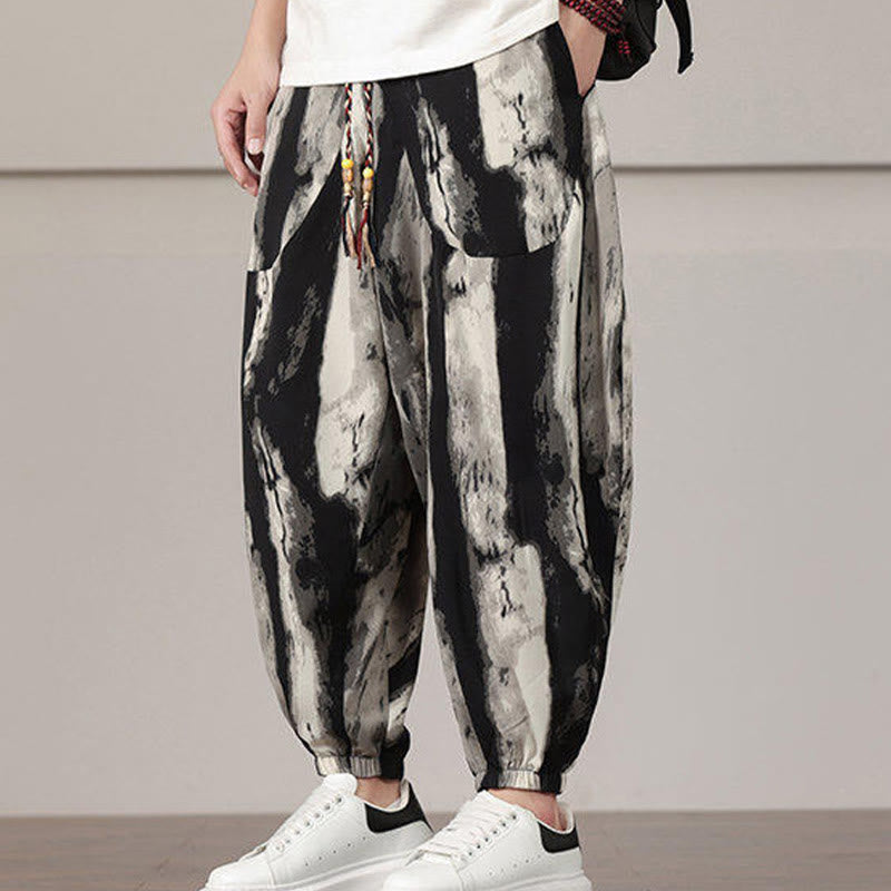 Pantalones harén con cordón y bolsillos para hombre con estampado de Buddha Stones - image 5