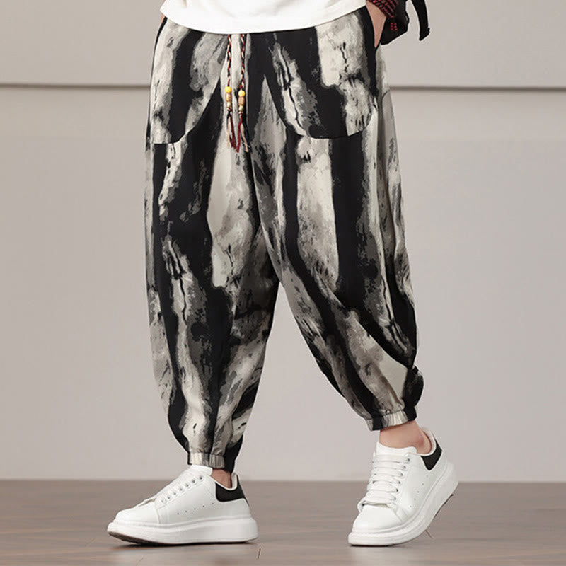 Pantalones harén con cordón y bolsillos para hombre con estampado de Buddha Stones - image 1