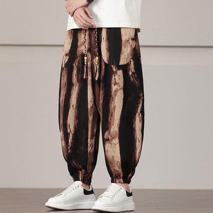 Pantalones harén con cordón y bolsillos para hombre con estampado de Buddha Stones - image 12