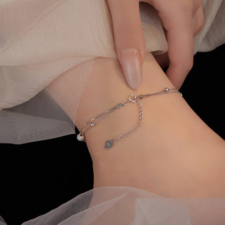 Tobillera con protección de doble capa y hojas de ginkgo en plata de ley 925 con Buddha Stones - image 4