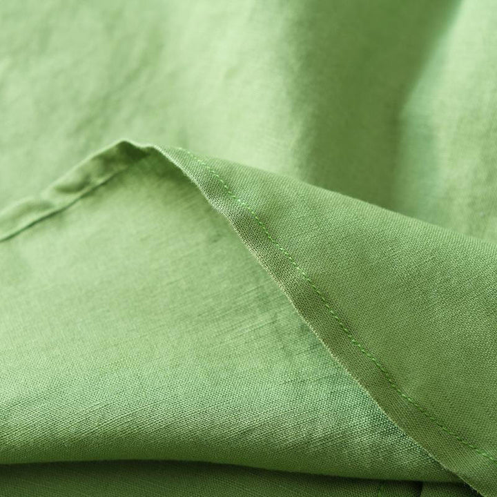 Camisa de lino y algodón con botones de manga corta y estilo sencillo con Buddha Stones para hombre - image 4