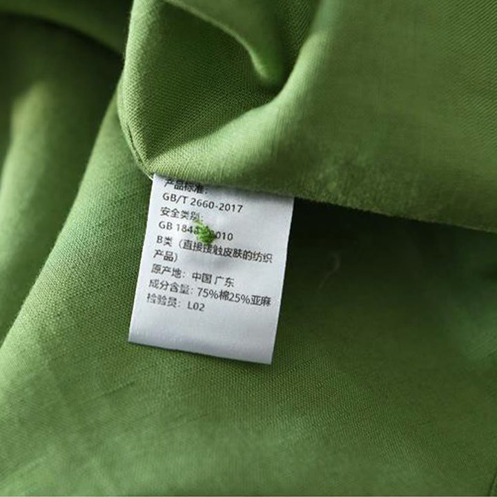 Camisa de lino y algodón con botones de manga corta y estilo sencillo con Buddha Stones para hombre - image 6