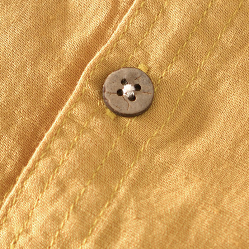 Camisa de verano para hombre de algodón y lino con cuello alto y manga corta, con medio botón, de Buddha Stones - image 16