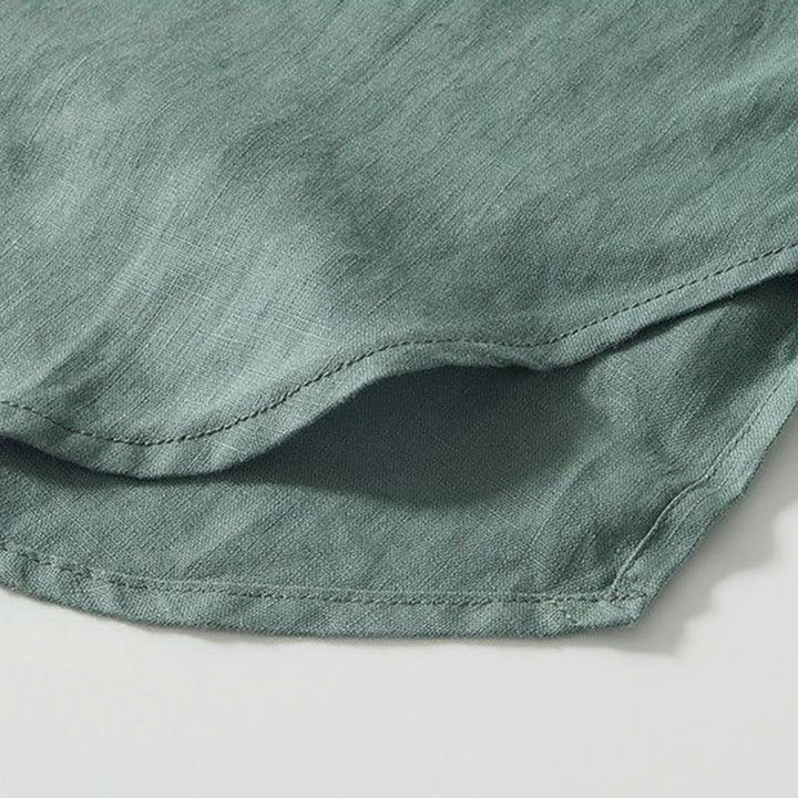 Camisa de lino de manga corta con cuello alto y botones de rana para hombre Buddha Stones Daily - image 21