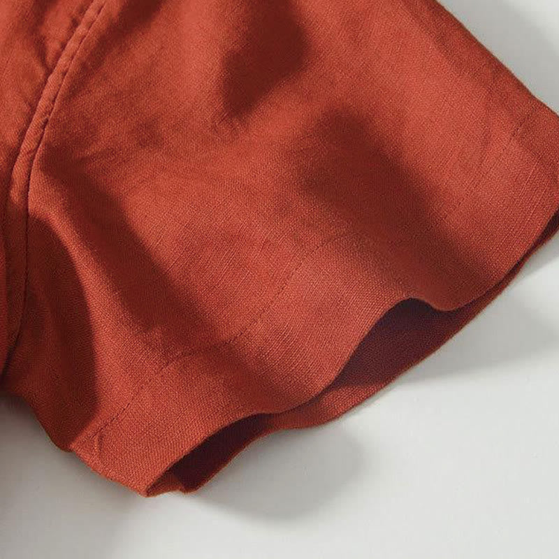 Camisa de lino de manga corta con cuello alto y botones de rana para hombre Buddha Stones Daily - image 28