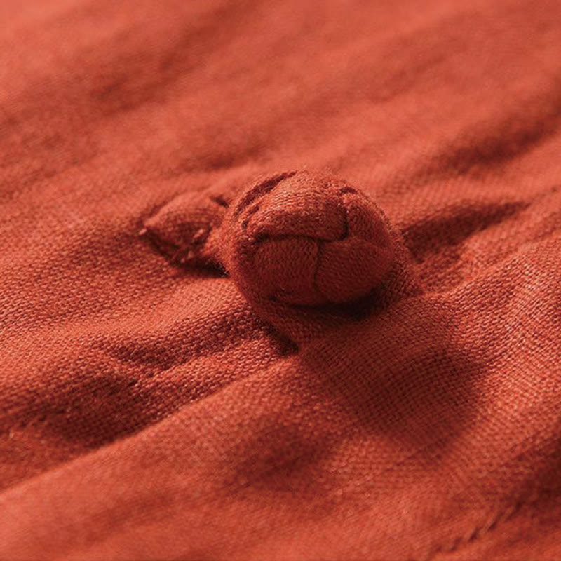 Camisa de lino de manga corta con cuello alto y botones de rana para hombre Buddha Stones Daily - image 26