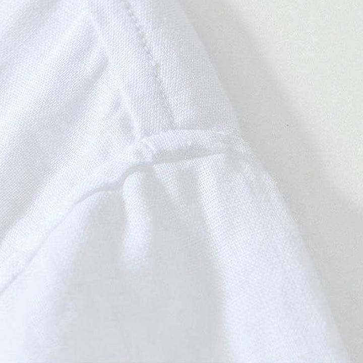 Camisa de lino de manga corta con cuello alto y botones de rana para hombre Buddha Stones Daily - image 9