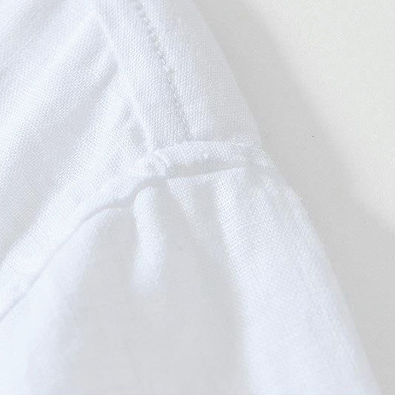 Camisa de lino de manga corta con cuello alto y botones de rana para hombre Buddha Stones Daily - image 8