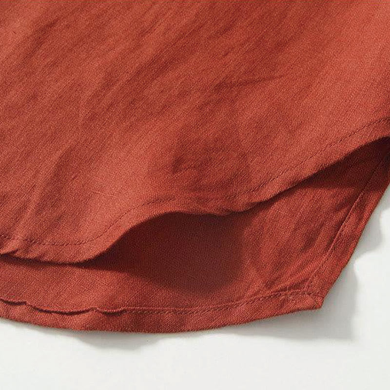 Camisa de lino de manga corta con cuello alto y botones de rana para hombre Buddha Stones Daily - image 27