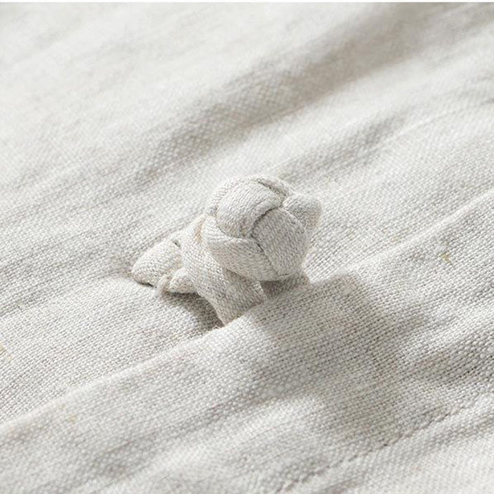 Camisa de lino de manga corta con cuello alto y botones de rana para hombre Buddha Stones Daily - image 15