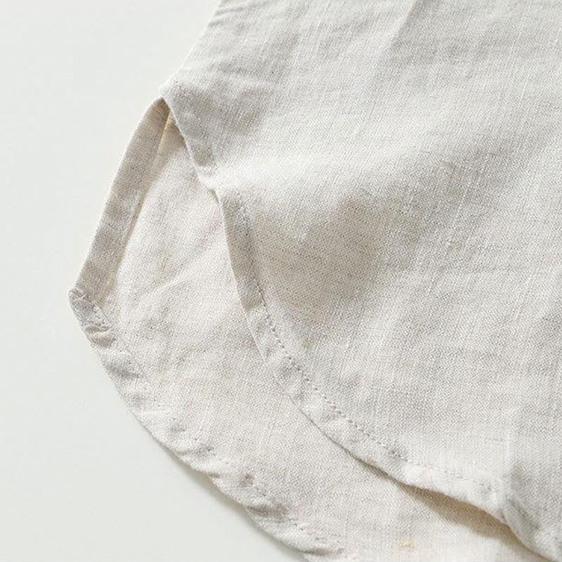 Camisa de lino de manga corta con cuello alto y botones de rana para hombre Buddha Stones Daily - image 18
