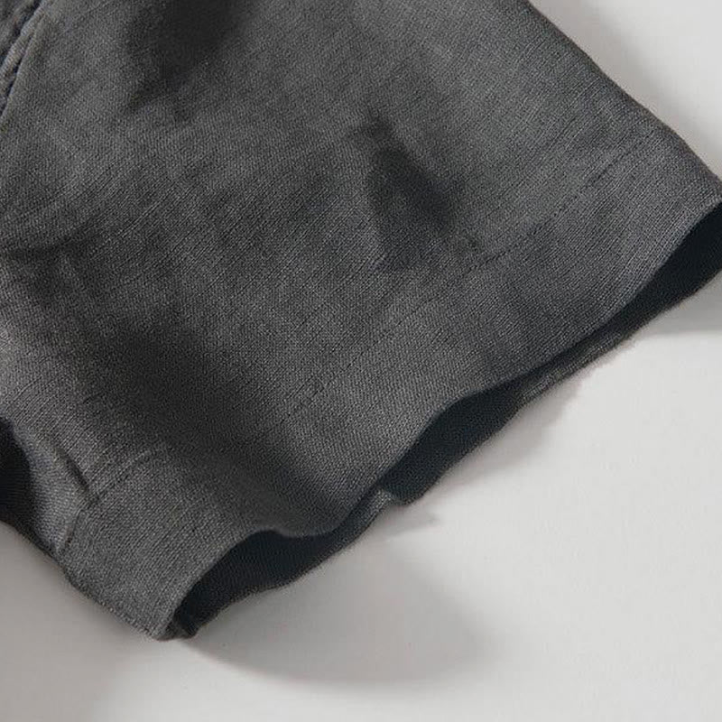 Camisa de lino de manga corta con cuello alto y botones de rana para hombre Buddha Stones Daily - image 4