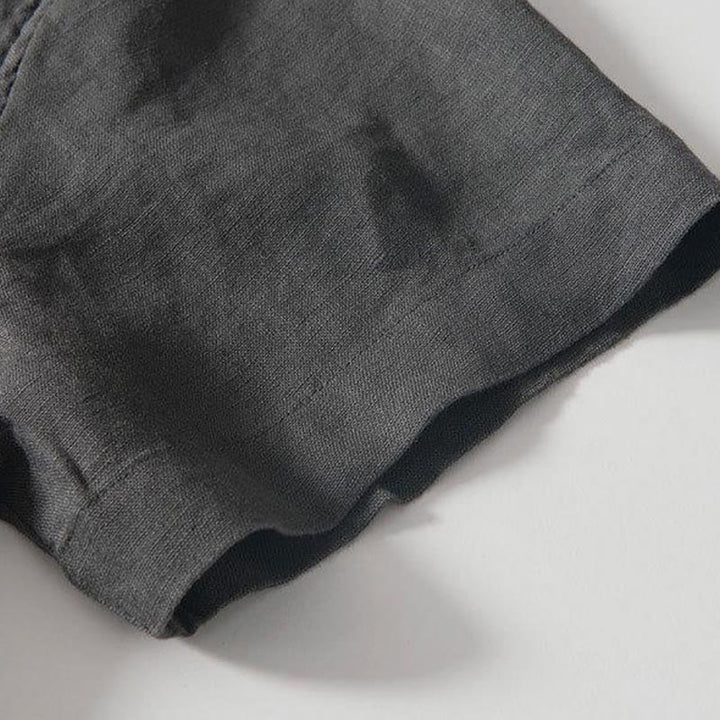 Camisa de lino de manga corta con cuello alto y botones de rana para hombre Buddha Stones Daily - image 4