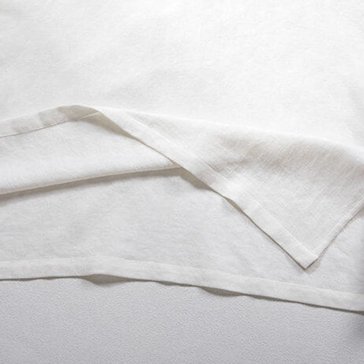 Camisa de lino con mangas tres cuartos y botones de rana blanca para hombre con Buddha Stones