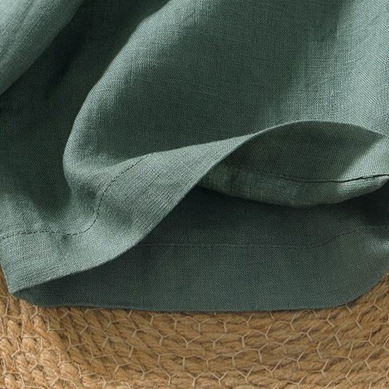 Camisa informal de lino con cuello en V y manga corta para hombre con estampado de Buddha Stones - image 14