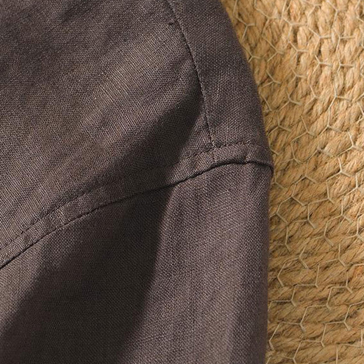 Camisa informal de lino con cuello en V y manga corta para hombre con estampado de Buddha Stones - image 8