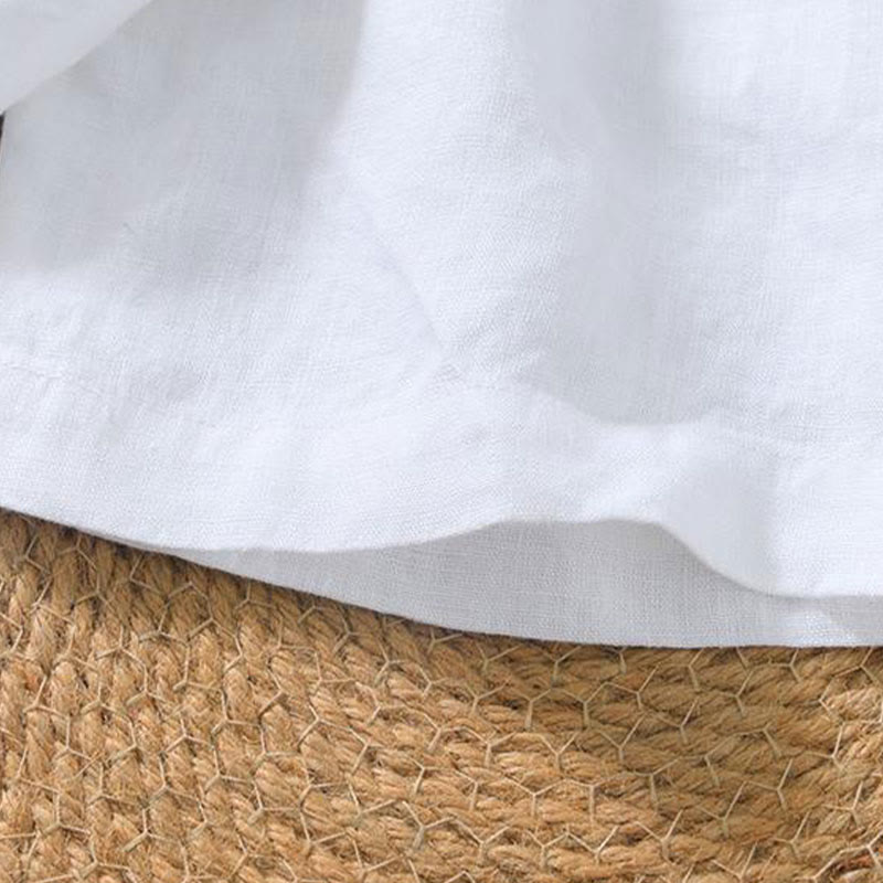 Camisa informal de lino con cuello en V y manga corta para hombre con estampado de Buddha Stones - image 24