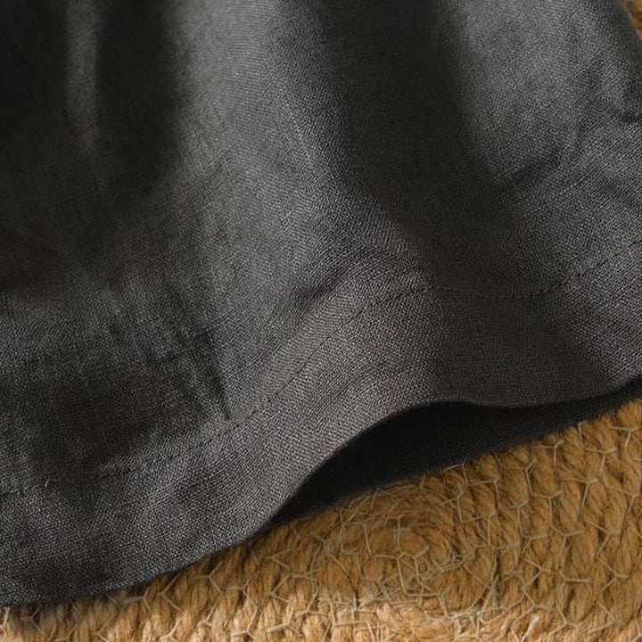 Camisa informal de lino con cuello en V y manga corta para hombre con estampado de Buddha Stones